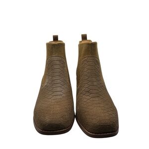 Crown Vintage  Camel Snake Stamped L/ Felt Ankle Booties NWOT